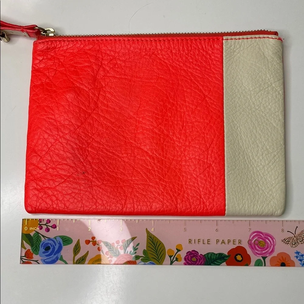 GAP Twotones East West Wristlet Pouch Colorblock‎ Pebbled Leather Pink Vibration - Picture 7 of 9